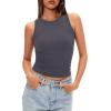 imageDarong Women Double Lined High Neck Tank Tops Summer Basic Sleeveless Racerback Fitted Tank Shirt 2025Grey