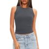 imageDarong Women Double Lined High Neck Tank Tops Summer Basic Sleeveless Racerback Fitted Tank Shirt 2025Grey