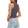 imageDarong Women Double Lined High Neck Tank Tops Summer Basic Sleeveless Racerback Fitted Tank Shirt 2025Grey