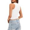imageDarong Women Double Lined High Neck Tank Tops Summer Basic Sleeveless Racerback Fitted Tank Shirt 2025White