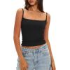 imageDarong Women Padded Tank Top Built in Bra Adjustable Spaghetti Straps Double Lined Basic Cami ShirtBlack