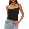 imageDarong Women Padded Tank Top Built in Bra Adjustable Spaghetti Straps Double Lined Basic Cami ShirtBlack