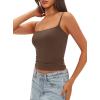 imageDarong Women Padded Tank Top Built in Bra Adjustable Spaghetti Straps Double Lined Basic Cami ShirtCoffee