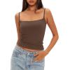 imageDarong Women Padded Tank Top Built in Bra Adjustable Spaghetti Straps Double Lined Basic Cami ShirtCoffee