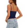 imageDarong Women Padded Tank Top Built in Bra Adjustable Spaghetti Straps Double Lined Basic Cami ShirtDark Blue