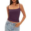 imageDarong Women Padded Tank Top Built in Bra Adjustable Spaghetti Straps Double Lined Basic Cami ShirtDark Purple