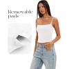 imageDarong Women Padded Tank Top Built in Bra Adjustable Spaghetti Straps Double Lined Basic Cami ShirtOffwhite