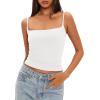 imageDarong Women Padded Tank Top Built in Bra Adjustable Spaghetti Straps Double Lined Basic Cami ShirtOffwhite