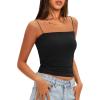imageDarong Womens Padded Tank Tops with Builtin Bra Spaghetti Straps Crop Tank Top Summer Y2K Going Out Sleeveless Cami ShirtBlack
