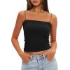 imageDarong Womens Padded Tank Tops with Builtin Bra Spaghetti Straps Crop Tank Top Summer Y2K Going Out Sleeveless Cami ShirtBlack