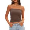 imageDarong Womens Padded Tank Tops with Builtin Bra Spaghetti Straps Crop Tank Top Summer Y2K Going Out Sleeveless Cami ShirtCoffee