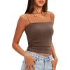 imageDarong Womens Padded Tank Tops with Builtin Bra Spaghetti Straps Crop Tank Top Summer Y2K Going Out Sleeveless Cami ShirtCoffee