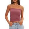 imageDarong Womens Padded Tank Tops with Builtin Bra Spaghetti Straps Crop Tank Top Summer Y2K Going Out Sleeveless Cami ShirtMerlot
