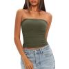 imageDarong Womens Padded Tube Tops Bulit in Bra Strapless Crop Tops Bandeau Double Lined Basic Going Out Tank TopArmy Green