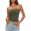 imageDarong Womens Padded Tube Tops Bulit in Bra Strapless Crop Tops Bandeau Double Lined Basic Going Out Tank TopArmy Green
