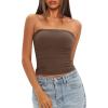imageDarong Womens Padded Tube Tops Bulit in Bra Strapless Crop Tops Bandeau Double Lined Basic Going Out Tank TopCoffee
