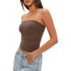 imageDarong Womens Padded Tube Tops Bulit in Bra Strapless Crop Tops Bandeau Double Lined Basic Going Out Tank TopCoffee