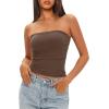 imageDarong Womens Padded Tube Tops Bulit in Bra Strapless Crop Tops Bandeau Double Lined Basic Going Out Tank TopCoffee