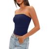 imageDarong Womens Padded Tube Tops Bulit in Bra Strapless Crop Tops Bandeau Double Lined Basic Going Out Tank TopDark Blue
