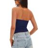 imageDarong Womens Padded Tube Tops Bulit in Bra Strapless Crop Tops Bandeau Double Lined Basic Going Out Tank TopDark Blue