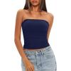 imageDarong Womens Padded Tube Tops Bulit in Bra Strapless Crop Tops Bandeau Double Lined Basic Going Out Tank TopDark Blue