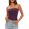 imageDarong Womens Padded Tube Tops Bulit in Bra Strapless Crop Tops Bandeau Double Lined Basic Going Out Tank TopDark Purple