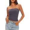 imageDarong Womens Padded Tube Tops Bulit in Bra Strapless Crop Tops Bandeau Double Lined Basic Going Out Tank TopGrey