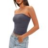 imageDarong Womens Padded Tube Tops Bulit in Bra Strapless Crop Tops Bandeau Double Lined Basic Going Out Tank TopGrey
