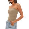 imageDarong Womens Padded Tube Tops Bulit in Bra Strapless Crop Tops Bandeau Double Lined Basic Going Out Tank TopKhaki