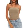 imageDarong Womens Padded Tube Tops Bulit in Bra Strapless Crop Tops Bandeau Double Lined Basic Going Out Tank TopKhaki