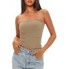 imageDarong Womens Padded Tube Tops Bulit in Bra Strapless Crop Tops Bandeau Double Lined Basic Going Out Tank TopKhaki