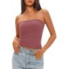 imageDarong Womens Padded Tube Tops Bulit in Bra Strapless Crop Tops Bandeau Double Lined Basic Going Out Tank TopMerlot