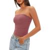 imageDarong Womens Padded Tube Tops Bulit in Bra Strapless Crop Tops Bandeau Double Lined Basic Going Out Tank TopMerlot
