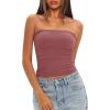 imageDarong Womens Padded Tube Tops Bulit in Bra Strapless Crop Tops Bandeau Double Lined Basic Going Out Tank TopMerlot