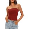 imageDarong Womens Padded Tube Tops Bulit in Bra Strapless Crop Tops Bandeau Double Lined Basic Going Out Tank TopRed