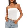 imageDarong Womens Padded Tube Tops Bulit in Bra Strapless Crop Tops Bandeau Double Lined Basic Going Out Tank TopWhite