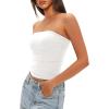imageDarong Womens Padded Tube Tops Bulit in Bra Strapless Crop Tops Bandeau Double Lined Basic Going Out Tank TopWhite