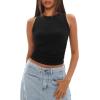 imageDarong Womens Tank Tops Sleeveless Racerback High Neck Casual Basic Ribbed Fitted Tank ShirtsBlack