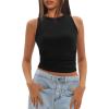 imageDarong Womens Tank Tops Sleeveless Racerback High Neck Casual Basic Ribbed Fitted Tank ShirtsBlack