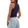 imageDarong Womens Tank Tops Sleeveless Racerback High Neck Casual Basic Ribbed Fitted Tank ShirtsDark Blue