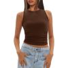imageDarong Womens Tank Tops Sleeveless Racerback High Neck Casual Basic Ribbed Fitted Tank ShirtsDark Coffee