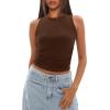 imageDarong Womens Tank Tops Sleeveless Racerback High Neck Casual Basic Ribbed Fitted Tank ShirtsDark Coffee