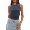 imageDarong Womens Tank Tops Sleeveless Racerback High Neck Casual Basic Ribbed Fitted Tank ShirtsGrey