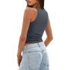 imageDarong Womens Tank Tops Sleeveless Racerback High Neck Casual Basic Ribbed Fitted Tank ShirtsGrey