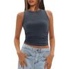 imageDarong Womens Tank Tops Sleeveless Racerback High Neck Casual Basic Ribbed Fitted Tank ShirtsGrey