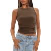 imageDarong Womens Tank Tops Sleeveless Racerback High Neck Casual Basic Ribbed Fitted Tank ShirtsKhaki