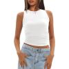 imageDarong Womens Tank Tops Sleeveless Racerback High Neck Casual Basic Ribbed Fitted Tank ShirtsWhite