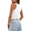 imageDarong Womens Tank Tops Sleeveless Racerback High Neck Casual Basic Ribbed Fitted Tank ShirtsWhite