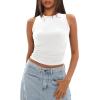 imageDarong Womens Tank Tops Sleeveless Racerback High Neck Casual Basic Ribbed Fitted Tank ShirtsWhite