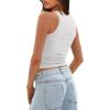 imageDarong Womens Tank Tops Sleeveless Racerback High Neck Casual Basic Ribbed Fitted Tank ShirtsWhite Grey